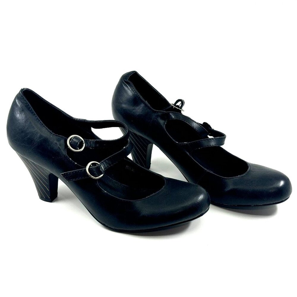 ALDO Flosiro-96 Mary Jane Double Strap Pump Heel Shoe, EU 40, Black